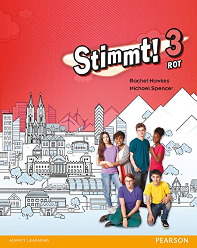 Stimmt! Rot 3" textbook cover with students and a city skyline.