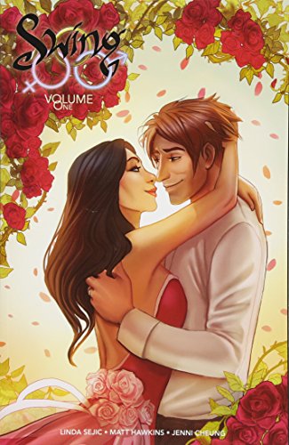 Book cover: couple embracing, surrounded by red roses and falling petals.