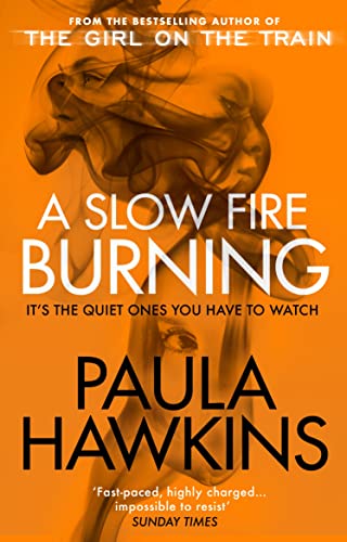 Book cover with orange background, black text, and abstract black smoke forming human faces.