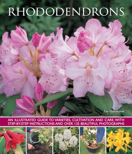 Book cover featuring close-up pink rhododendron blossoms and smaller plant images.