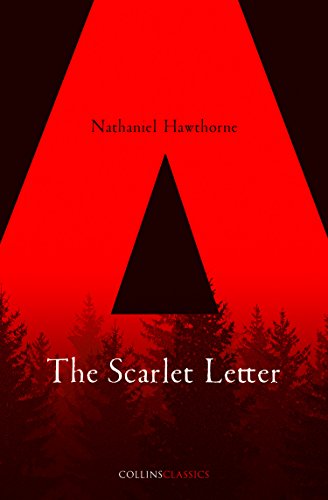 Book cover for "The Scarlet Letter" with red and black geometric design.