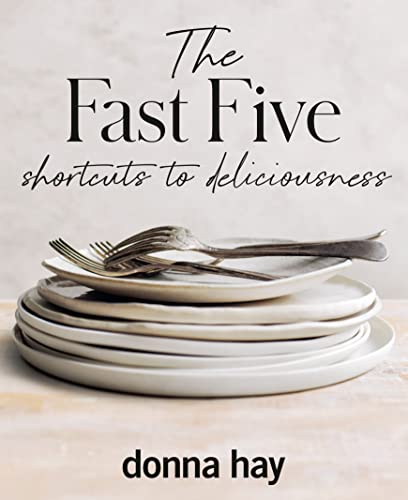 Book cover, "The Fast Five," with stacked plates and cutlery.