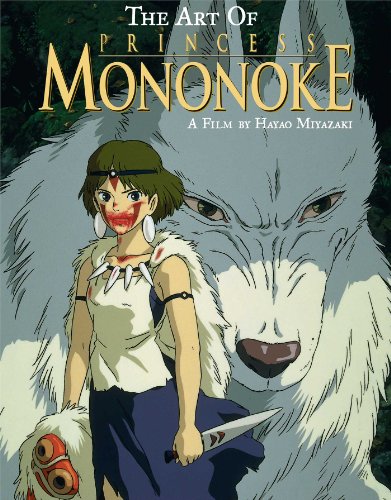 San and a giant white wolf from Princess Mononoke on a book cover.