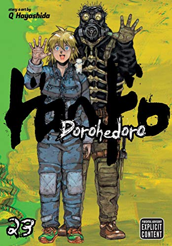 Manga cover featuring a blonde character and a masked figure against a yellow background.