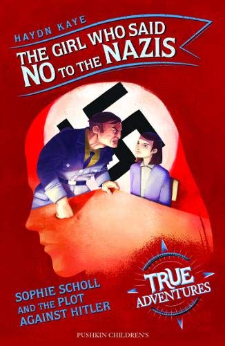 Book cover depicting a young woman facing a Nazi officer with a swastika.