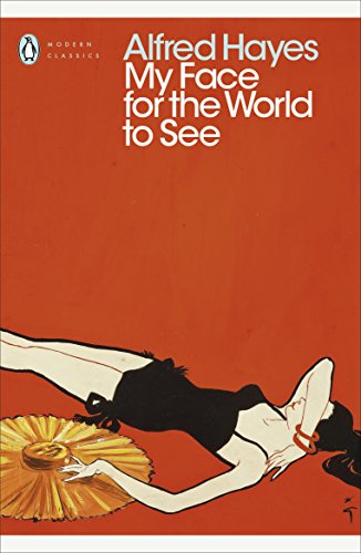 Book cover featuring a woman in a black swimsuit lying on a red background.