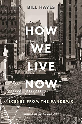 Book cover: "How We Live Now," scenes from the pandemic, city view.