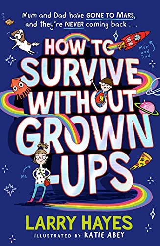 Book cover with colorful illustrations and text for a children's survival guide book.