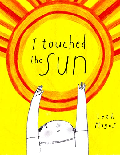 A child reaches up toward a large, hand-drawn yellow sun on a bright background.