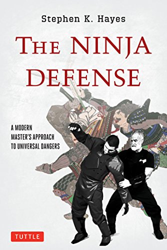 Book cover featuring two men in black ninja attire over traditional Japanese artwork.