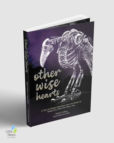 Book cover: “Other Wise Hearts” featuring a mechanical bird illustration.
