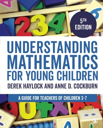 The image shows a book cover with a white background and blue text. Alt text: Book cover with blue title and wooden blocks with numbers and letters.