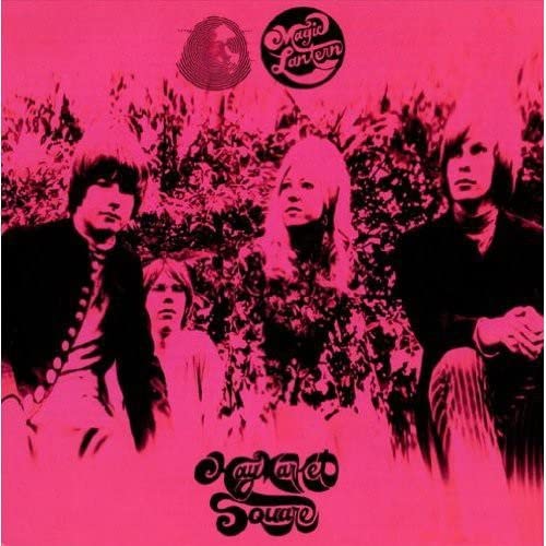 Pink album cover featuring a band portrait with psychedelic effects.