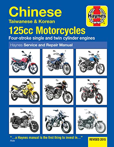 Haynes repair manual cover featuring nine small motorcycles.