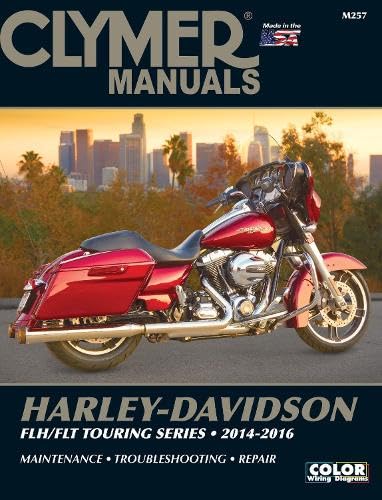 Clymer manual cover featuring a red Harley-Davidson FLH/FLT touring motorcycle.