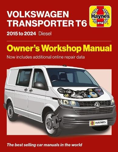 Haynes workshop manual cover for Volkswagen Transporter T6 2015-2024 with a van illustration.