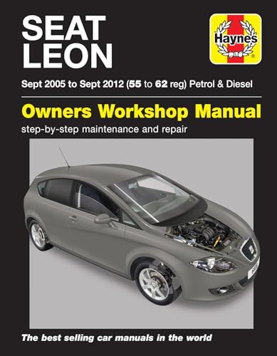 Haynes repair manual cover featuring a grey Seat Leon car.