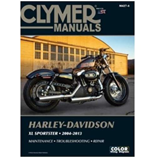 Clymer manual cover featuring a dark Harley-Davidson Sportster motorcycle.
