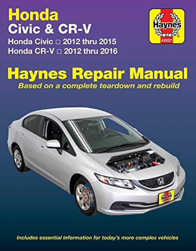 Haynes repair manual cover featuring a silver Honda Civic, 2012-2015.
