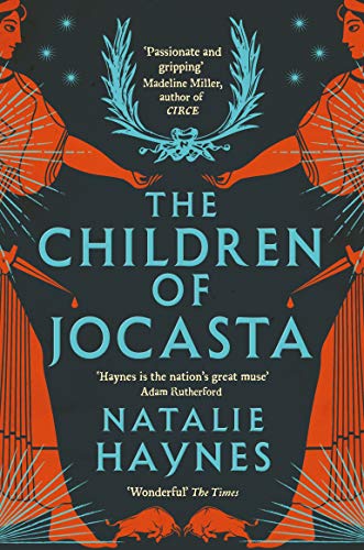 Book cover: "The Children of Jocasta" by Natalie Haynes, with figures in red robes.