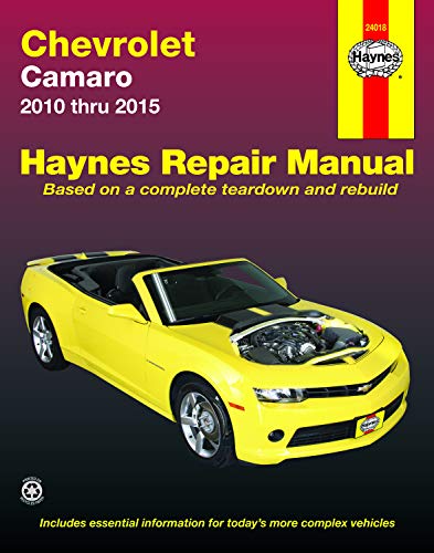 Yellow Chevrolet Camaro repair manual cover, 2010-2015 models, Haynes brand.