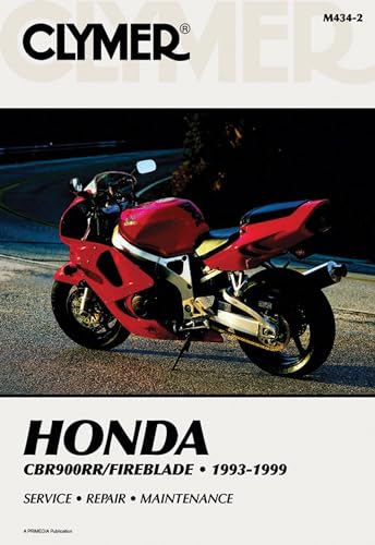 Red Honda CBR900RR motorcycle on cover of a Clymer repair manual.