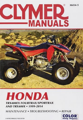 Clymer repair manual cover featuring a red and blue Honda TRX400Ex ATV.