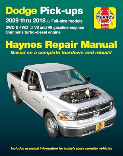 Haynes repair manual cover featuring a silver Dodge Ram pickup truck.