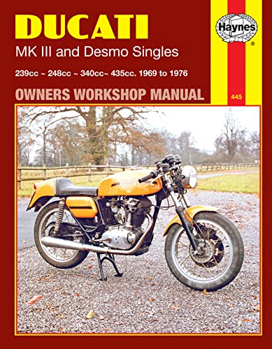 Haynes workshop manual cover featuring a vintage orange Ducati motorcycle.