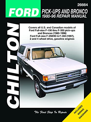 Chilton repair manual cover featuring a white and black Ford Bronco truck.