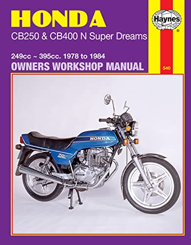 Haynes manual cover featuring a silver and blue Honda CB250/400N motorcycle.