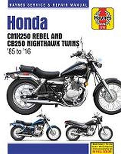 Haynes repair manual cover featuring a black Honda Rebel motorcycle.