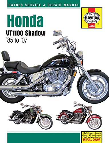 Haynes repair manual cover for a silver Honda VT1100 Shadow motorcycle.