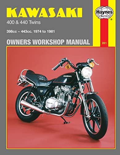 Haynes manual cover featuring a black Kawasaki 400/440 twin motorcycle.