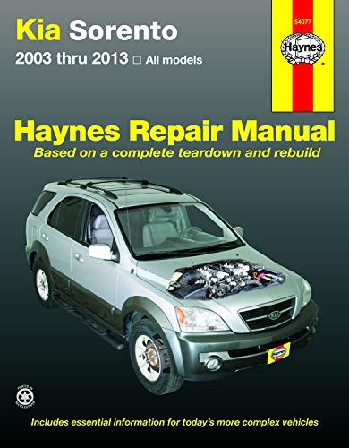 Haynes repair manual cover for Kia Sorento 2003-2013, silver vehicle shown.