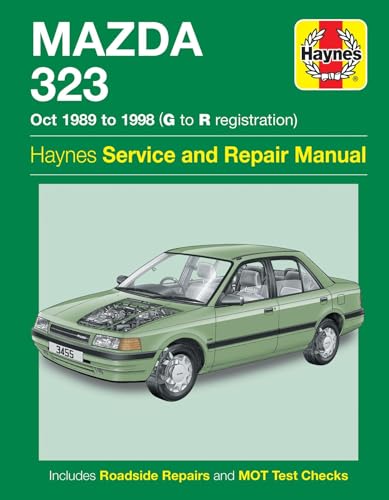 Haynes Service and Repair Manual cover for a Mazda 323, 1989 to 1998.