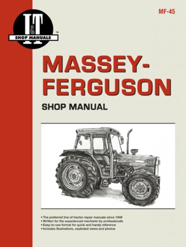 Massey Ferguson shop manual cover with a tractor illustration.