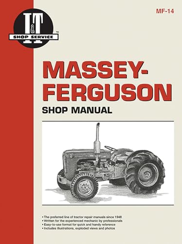 Massey Ferguson tractor shop manual cover with vintage tractor illustration.