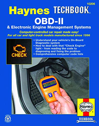 Haynes Techbook cover showing OBD-II diagnostic tool and check engine light.
