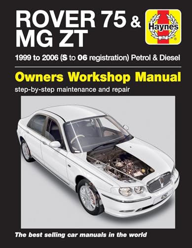 Haynes workshop manual cover featuring a white Rover 75 with open hood.