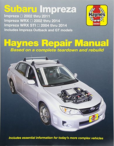 "Silver Subaru Impreza with hood removed, on the cover of a repair manual."