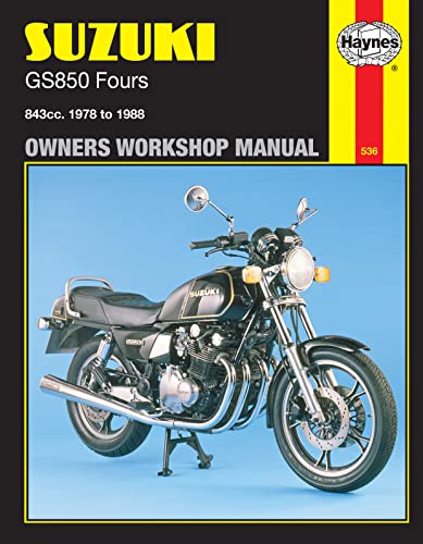 Suzuki GS850 motorcycle repair manual cover, black bike on blue background.