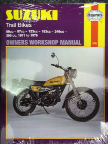 Suzuki Trail Bikes Owners Workshop Manual cover with yellow motorcycle image.