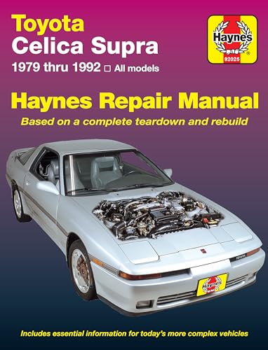 Haynes repair manual cover featuring a silver Toyota Celica Supra.