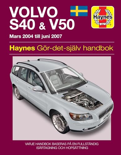 Volvo S40 & V50 car repair manual with engine detail shown.