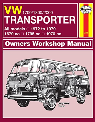 Haynes workshop manual cover for VW Transporter, 1972-1979, with cutaway illustration.