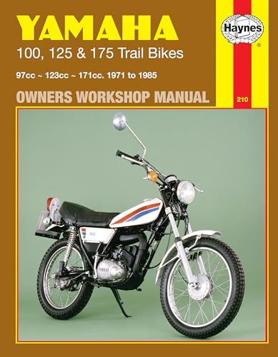 Haynes manual cover featuring a vintage Yamaha trail bike, side view.