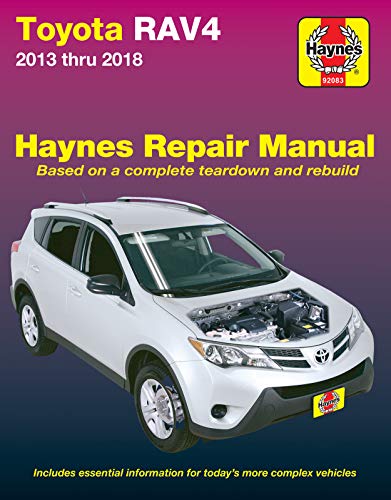 Haynes repair manual cover for a silver Toyota RAV4 (2013-2018).