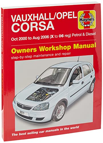 Red Haynes manual cover for Vauxhall/Opel Corsa with car image.