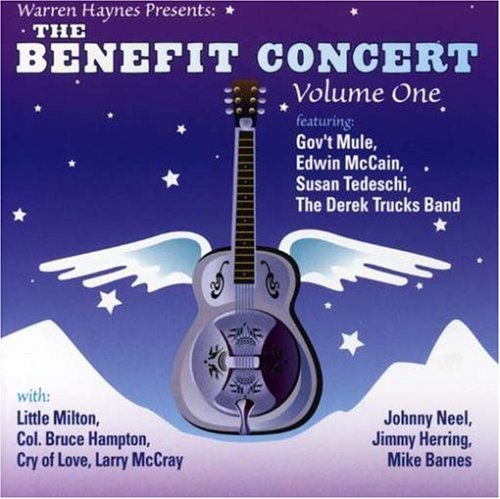 CD cover for Warren Haynes’ Benefit Concerts Vol. 1, featuring a guitar.